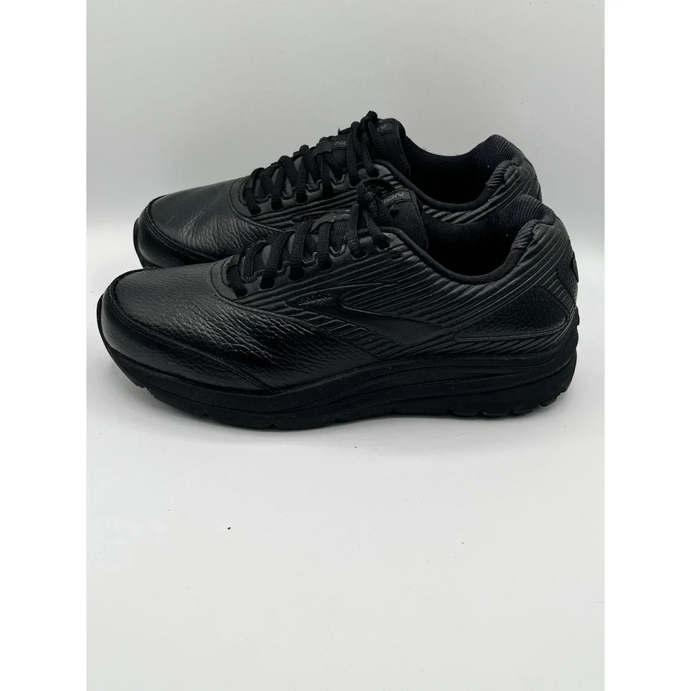 Brooks Addiction Walker 2 Black Leather Walking Shoe Women 7.5 Wide 1203071D072